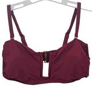 Andie Swim Womans size L The Cartagena Bikini Top in Burgundy Convertible NEW